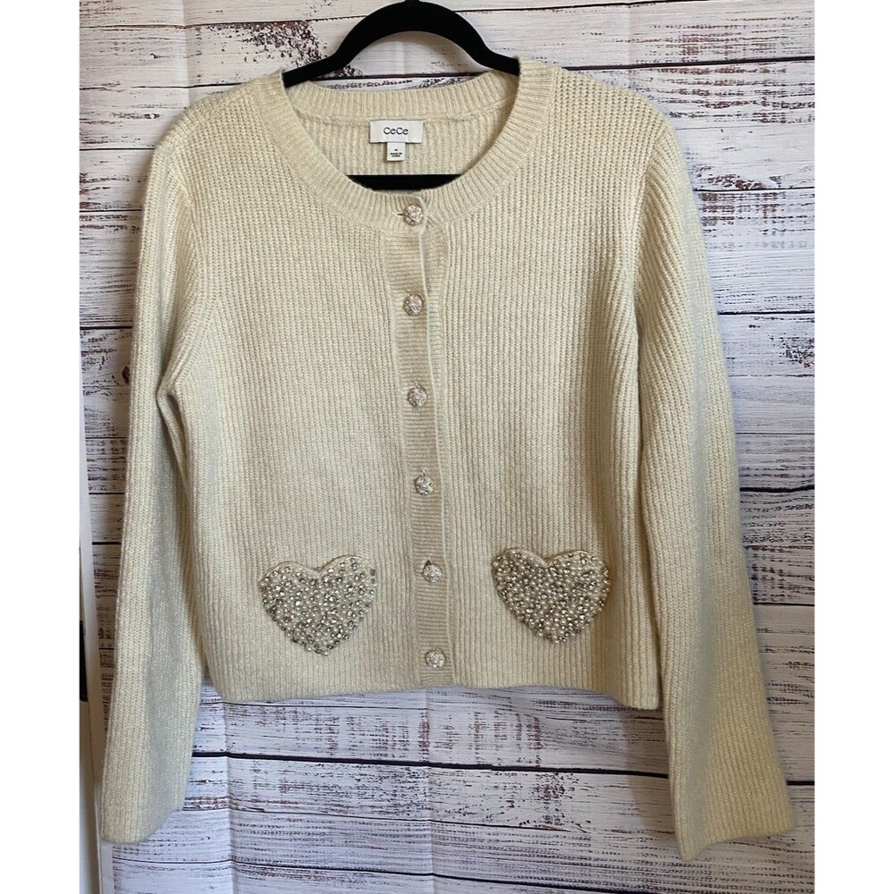 Cece Womens cream Cardigan Size Medium new with tags